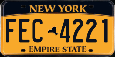 NY license plate FEC4221