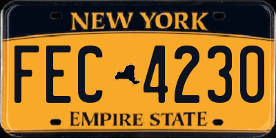 NY license plate FEC4230