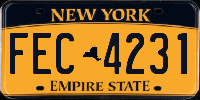 NY license plate FEC4231