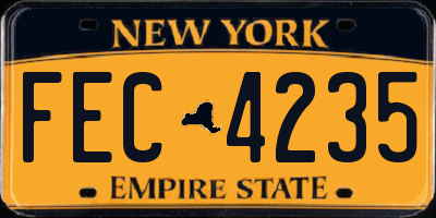 NY license plate FEC4235