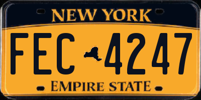 NY license plate FEC4247