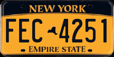 NY license plate FEC4251