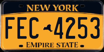 NY license plate FEC4253