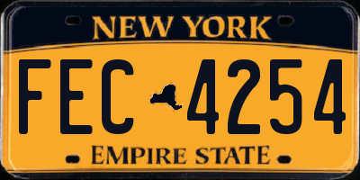 NY license plate FEC4254