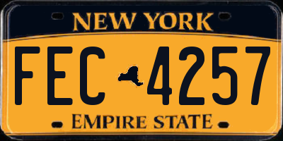 NY license plate FEC4257