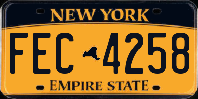 NY license plate FEC4258