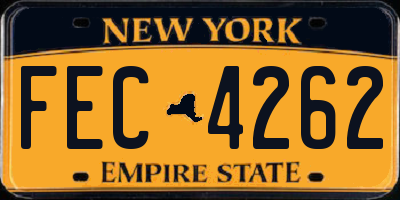 NY license plate FEC4262