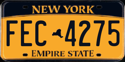 NY license plate FEC4275