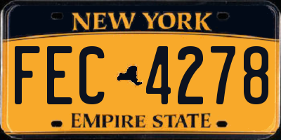 NY license plate FEC4278