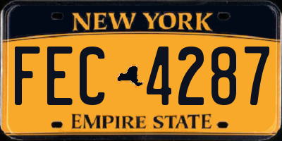 NY license plate FEC4287