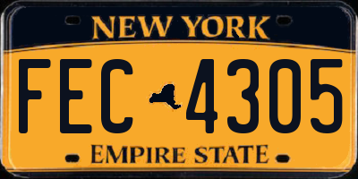 NY license plate FEC4305