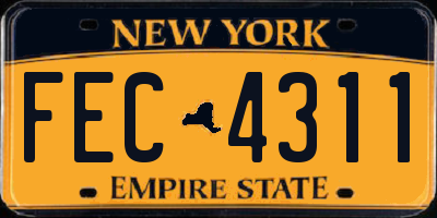NY license plate FEC4311