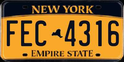 NY license plate FEC4316