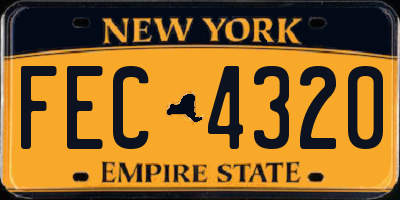 NY license plate FEC4320