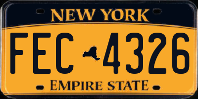 NY license plate FEC4326