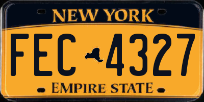 NY license plate FEC4327