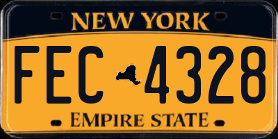NY license plate FEC4328