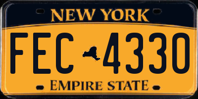 NY license plate FEC4330