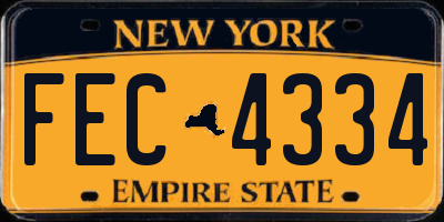 NY license plate FEC4334
