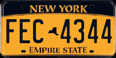 NY license plate FEC4344