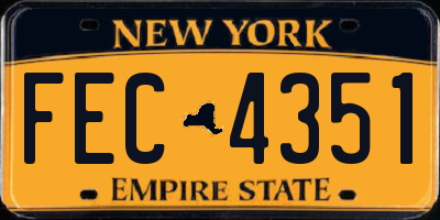 NY license plate FEC4351