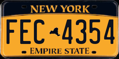 NY license plate FEC4354