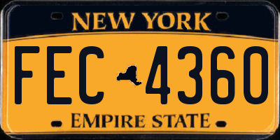 NY license plate FEC4360
