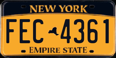 NY license plate FEC4361