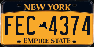 NY license plate FEC4374