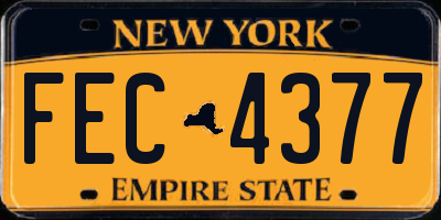 NY license plate FEC4377