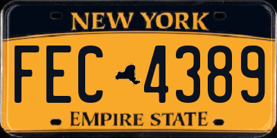 NY license plate FEC4389