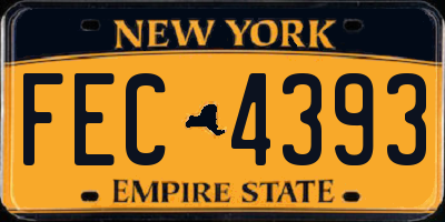 NY license plate FEC4393