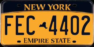 NY license plate FEC4402