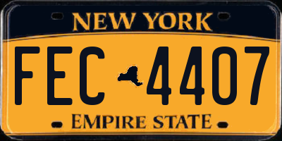 NY license plate FEC4407