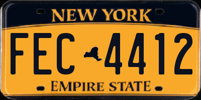 NY license plate FEC4412