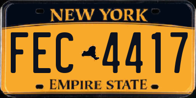 NY license plate FEC4417