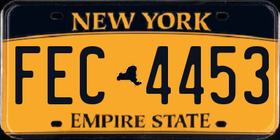 NY license plate FEC4453