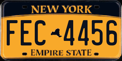 NY license plate FEC4456