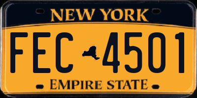 NY license plate FEC4501