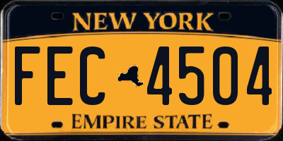 NY license plate FEC4504