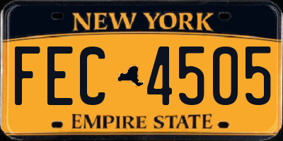 NY license plate FEC4505