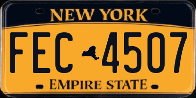 NY license plate FEC4507