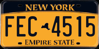 NY license plate FEC4515