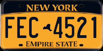 NY license plate FEC4521
