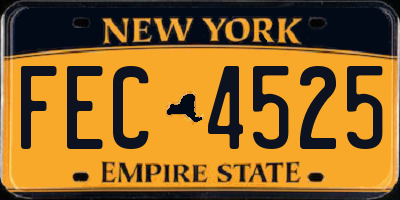 NY license plate FEC4525