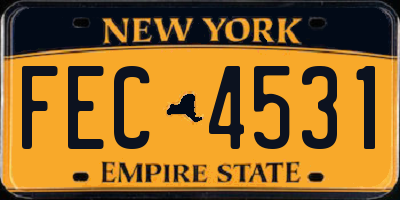 NY license plate FEC4531