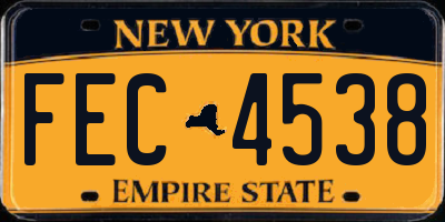 NY license plate FEC4538
