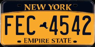 NY license plate FEC4542