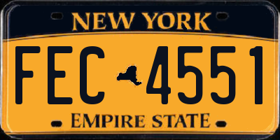 NY license plate FEC4551
