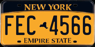 NY license plate FEC4566